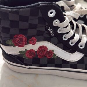 Vans high top with rose embroidery